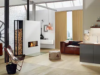 Beiger Lamellenvorhang von Erfal in einem modernen Wohnzimmer